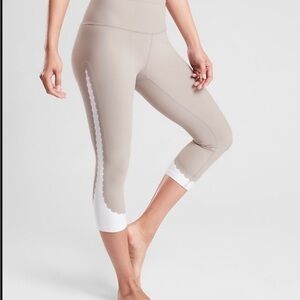 Athleta Elation Scallop Capri Sz XS Color -Quail (taupe/beige) NWT